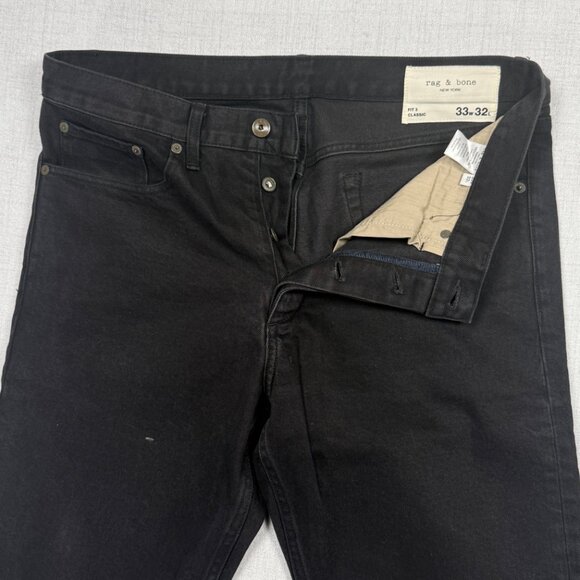 Rag & Bone Fit 3 Classic Fit Jean Black Cotton Blend Straight Leg Denim 33x32 - Picture 4 of 12